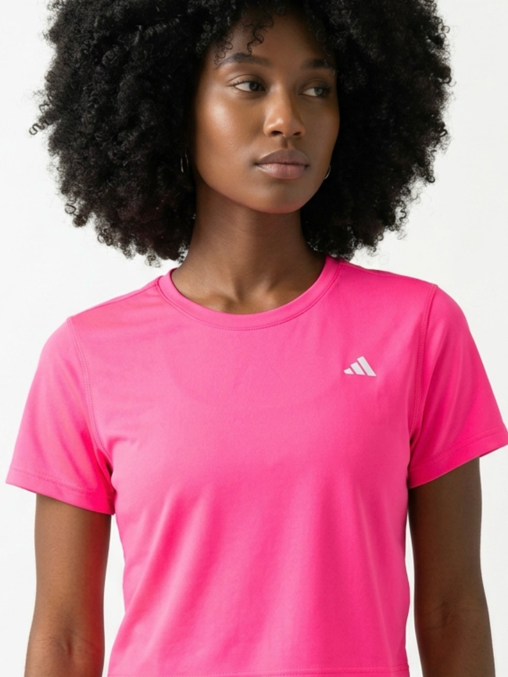 adidas Neon Pink Cropped Athletic Tee - Picture 13 of 16
